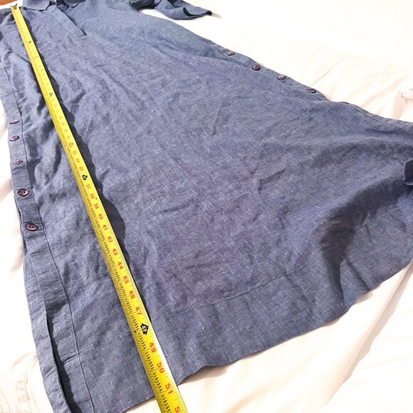 Chicos chambray denim Linen Blend Button Seam Maxi Dress size 2 - Picture 7 of 11